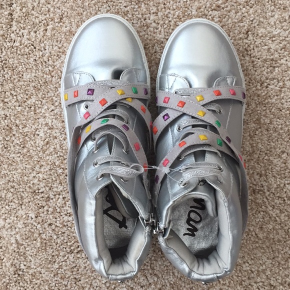 Sam Edelman Bella Iliana Silver HITOP Shoes zip up - Picture 4 of 7